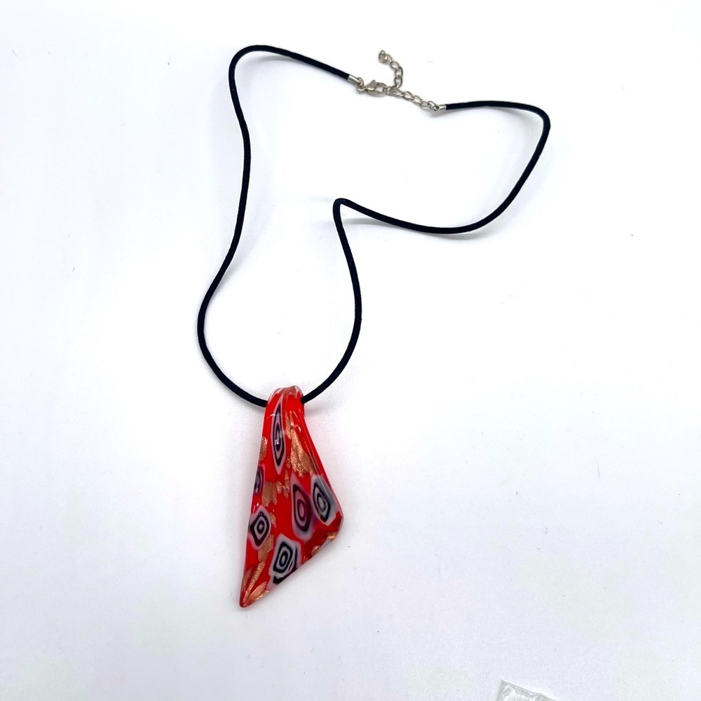 Murano Glass Elegant Red Pendant Necklace